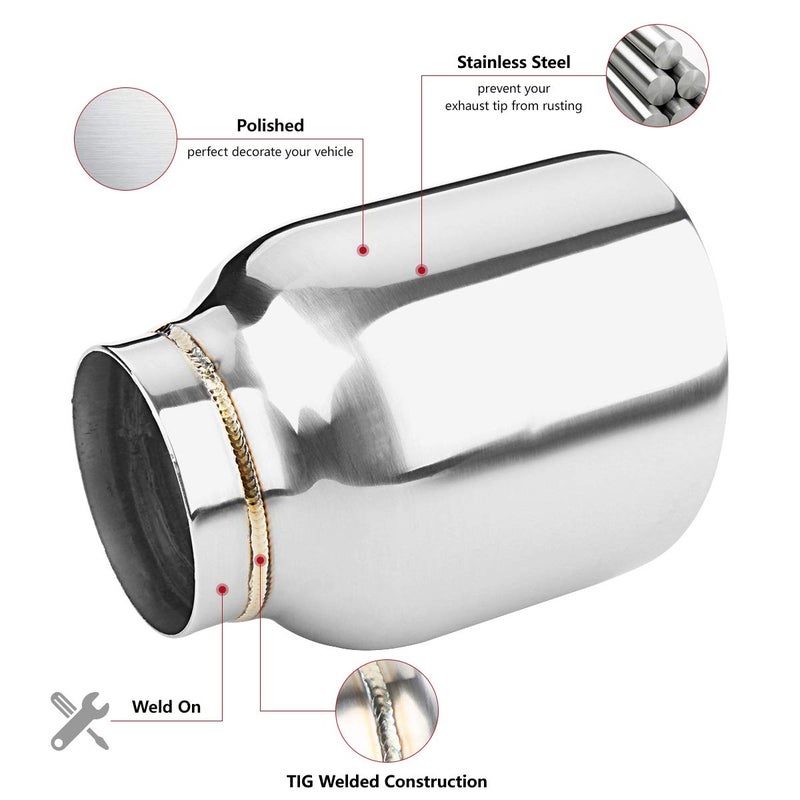 LCGP 2.5" to 4" Diesel Exhaust Tip, 5" Overall Length, Double Wall Design - Image 4